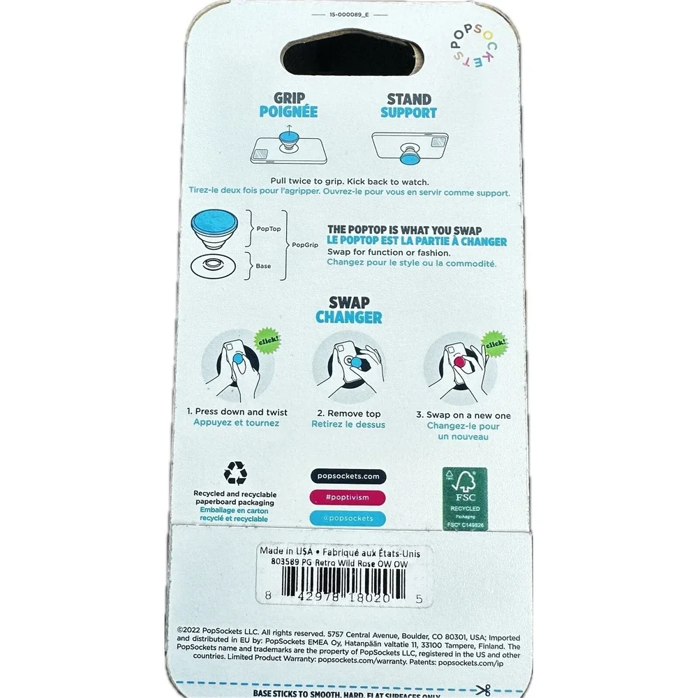 Popsockets Wild Rose Flower Swap Top Holder PopGrip Phone Grip iPhone‎ Samsung